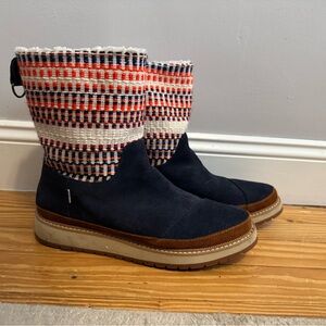 Toms Women's Navy and Multicolor Knit Boots